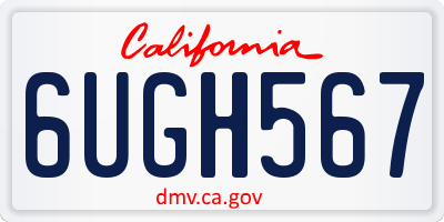 CA license plate 6UGH567