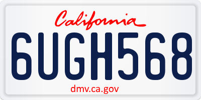 CA license plate 6UGH568