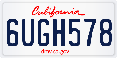 CA license plate 6UGH578