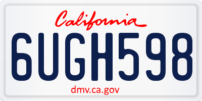 CA license plate 6UGH598