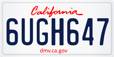 CA license plate 6UGH647