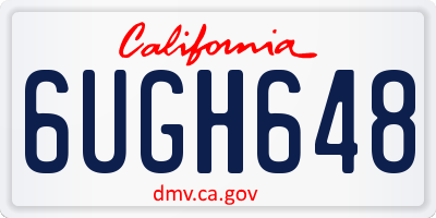 CA license plate 6UGH648
