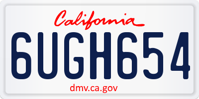 CA license plate 6UGH654