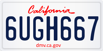 CA license plate 6UGH667