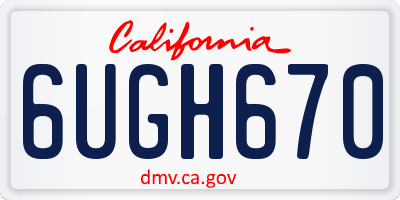 CA license plate 6UGH670