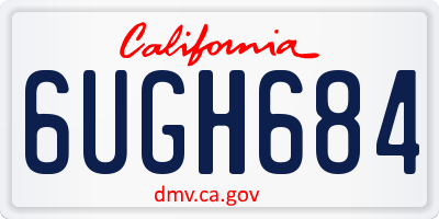 CA license plate 6UGH684