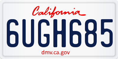 CA license plate 6UGH685