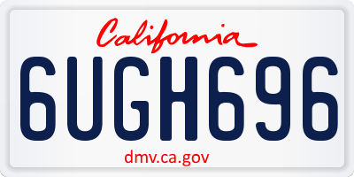 CA license plate 6UGH696