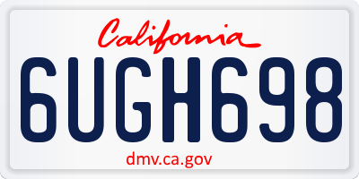 CA license plate 6UGH698