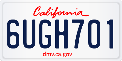 CA license plate 6UGH701