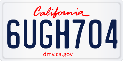 CA license plate 6UGH704