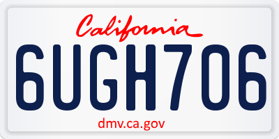 CA license plate 6UGH706