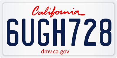 CA license plate 6UGH728