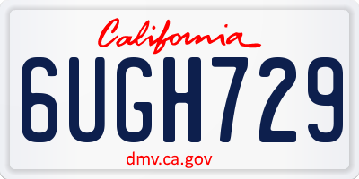 CA license plate 6UGH729