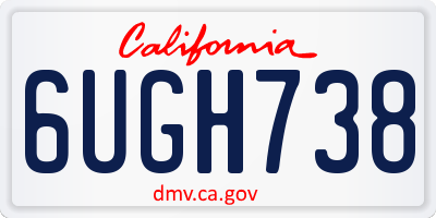 CA license plate 6UGH738