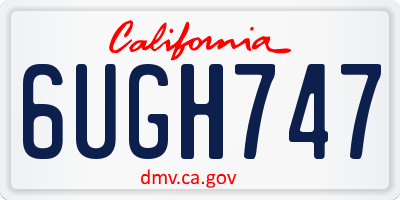 CA license plate 6UGH747