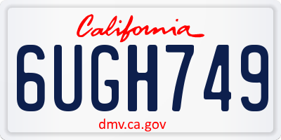 CA license plate 6UGH749