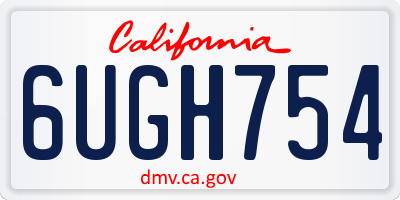 CA license plate 6UGH754