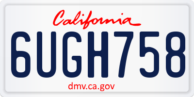 CA license plate 6UGH758