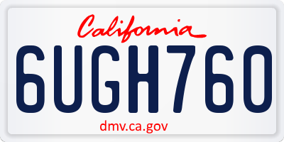 CA license plate 6UGH760