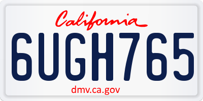 CA license plate 6UGH765