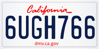 CA license plate 6UGH766