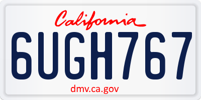 CA license plate 6UGH767