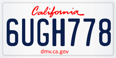 CA license plate 6UGH778
