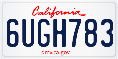 CA license plate 6UGH783