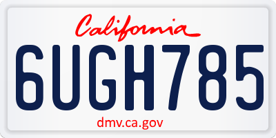 CA license plate 6UGH785