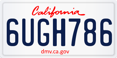 CA license plate 6UGH786