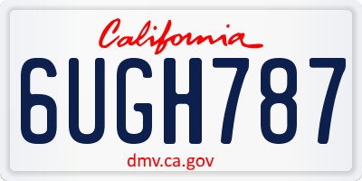 CA license plate 6UGH787
