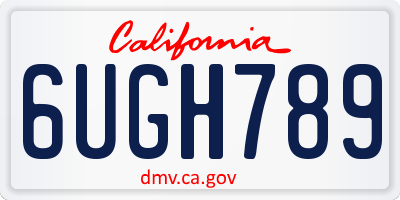 CA license plate 6UGH789