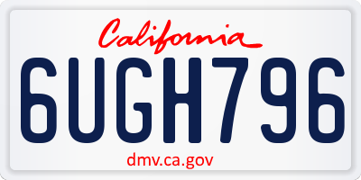 CA license plate 6UGH796