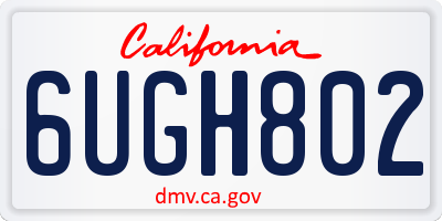 CA license plate 6UGH802