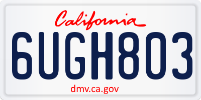 CA license plate 6UGH803