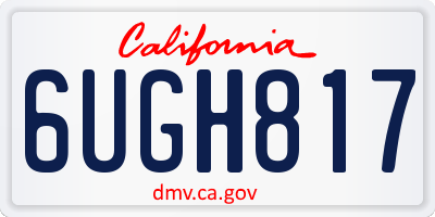 CA license plate 6UGH817