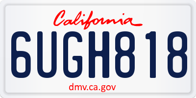 CA license plate 6UGH818