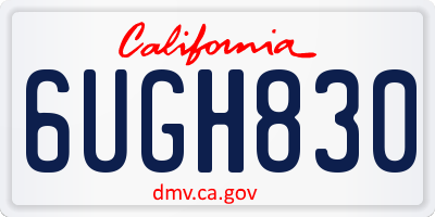 CA license plate 6UGH830