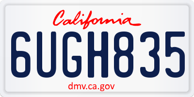 CA license plate 6UGH835