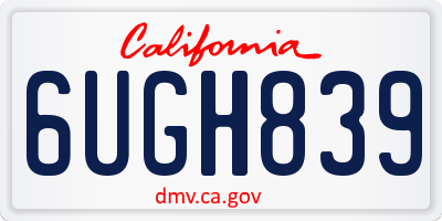 CA license plate 6UGH839