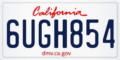 CA license plate 6UGH854