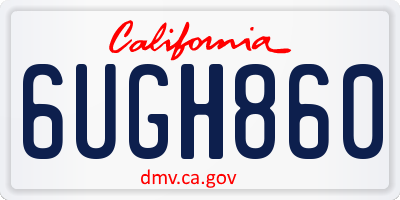 CA license plate 6UGH860