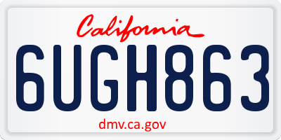CA license plate 6UGH863