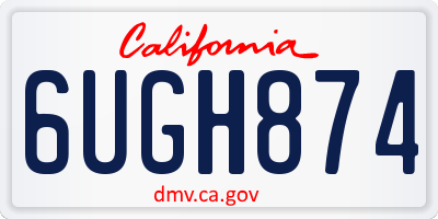 CA license plate 6UGH874