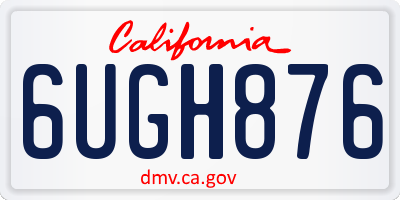 CA license plate 6UGH876