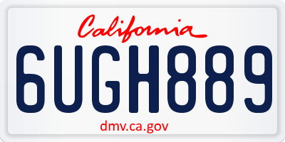 CA license plate 6UGH889