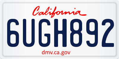 CA license plate 6UGH892