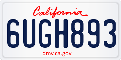 CA license plate 6UGH893