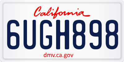 CA license plate 6UGH898